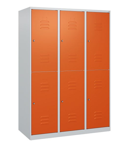 C+P Doppelstöckiger Spind Classic PLUS, 3 Abteile, 1700x1200x500mm, 7035/2004, Zylinderschlösser, 0803007-32 S10013