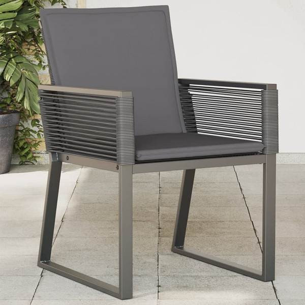 vidaXL Gartenstühle mit Kissen 2 Stück Schwarz Poly Rattan, UV-beständig, 4008115