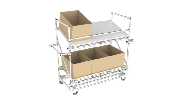 TRILOGIQ Picking-Trolley mit 2 Ebenen, 1700 x 690 x 1470 mm, 21615-01