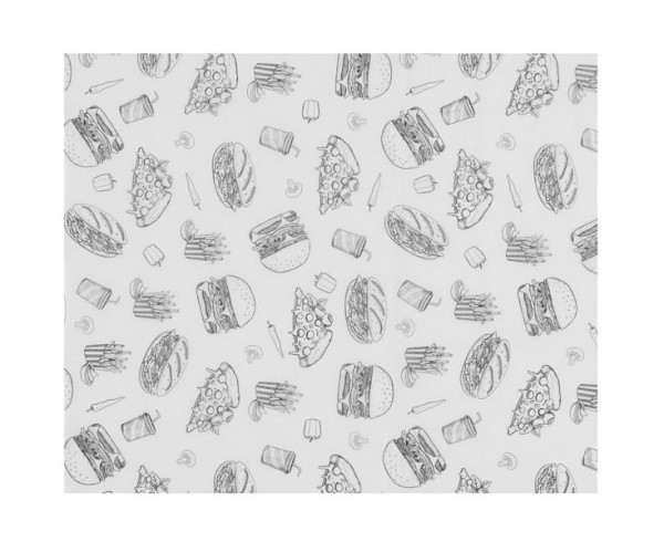 Hendi Einschlagpapier fettdicht, Fastfood-motiv 200x250 mm, VE: 500 Stück, 678268
