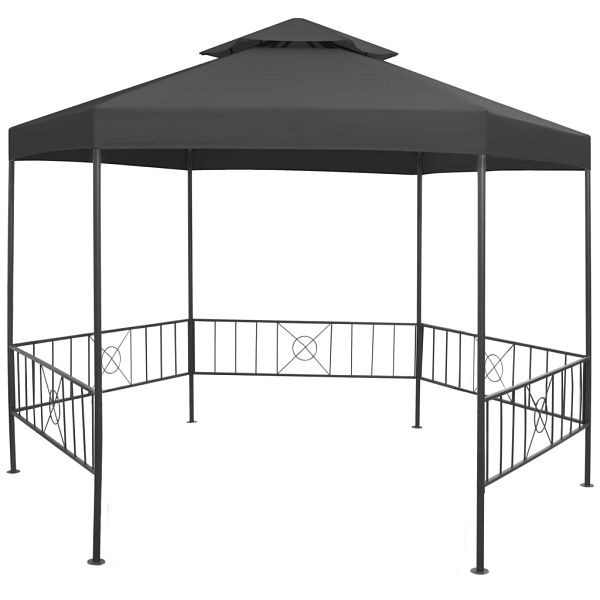 vidaXL Gartenpavillon 323x275x265 cm Anthrazit, Material: pulverbeschichteter Stahl, Stoff (100% Polyester), 47961