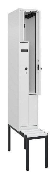 C+P Z-Spind Evolo PLUS, Bank, 2 Fächer, 2120x300x815mm, 9016/9016, Drehriegel, Sitzfläche Kunststoff, Sitzbank, 0490537-102 S10074