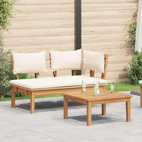 vidaXL Gartenbank 2-teilig Braun Massivholz Teak, 42006397