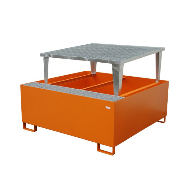 STEIN HGS Auffangwanne AWA, mit Abfüllaufsatz, RAL 2000 gelborange, Höhe 1090 mm, lackiert, 1 Stück, 1 IBC 1000 Liter, 79190.0001