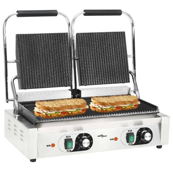 vidaXL Doppelter Gerillter Panini-Grill 3600 W 57x30,5x20 cm, 50751
