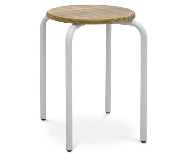 Deskin Hocker A-TEC 65 BU, Sitzfläche Buche, 4-Fuß Gestell lichtgrau, 352164