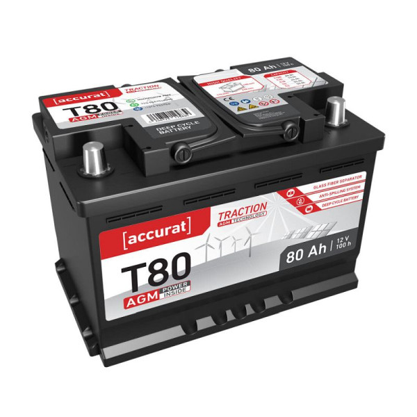 Accurat Traction T80 AGM DIN Versorgungsbatterie 12V 80Ah, VBB-AGM-T80