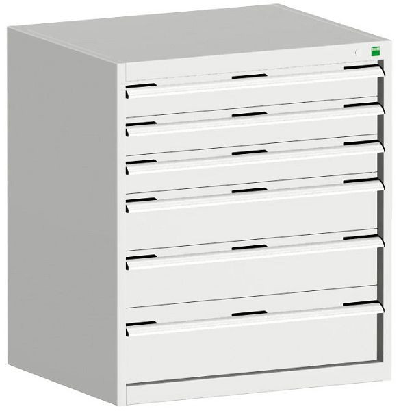 bott cubio Schubladenschrank bestückt mit 6 Schwerlastschubladen BxTxH: 800 x 650 x 900 mm, RAL 7035, 40020147.16V