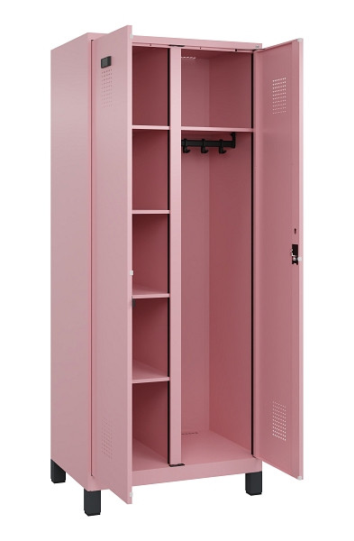 C+P Wäsche-/Garderobenspind Evolo PLUS, mit Füßen, 2 Abteile, 1950x800x500mm, 3, Frontfarbe RAL 3015 Hellrosa, Zylinderschloss, 049610-22 S10051