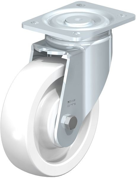 Blickle LH-SPO 175K Stahlblech-Lenkrolle, Schwerlast-Ausführung, mit Anschraubplatte, Polyamid, Weiß, 7062