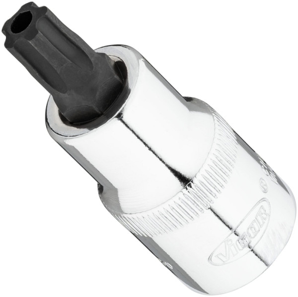 VIGOR TR-Plus Schraubendreher-Einsatz, Vierkant 12,5 mm (1/2 Zoll), Innen 5-Stern Profil mit Zapfen, T50+H, V7055-IPR50