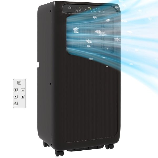 HOMCOM Mobile Klimaanlage Mini Klimagerät, 24-Stunden-Timer, 3 Geschwindigkeiten, 33 x 28 x 68,5 cm, Schwarz, 823-057V91BK