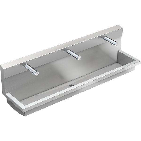 KWC Waschplatzeinheit, PLANOX, Edelstahl, 1800x530x440 mm, 3x Waschplätzen Wandventil elektronisch gesteuert, 3600004029