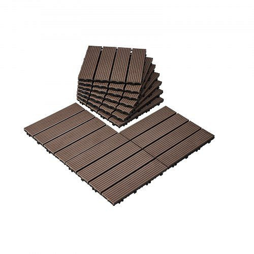 VEVOR Terrassenfliesen 27er-Set 295x295 mm, Klicksystem, wasserdichter Kunststoff, Dunkelbraun für Außenbereiche, HDDBSM4TBTSZFGTLUV0