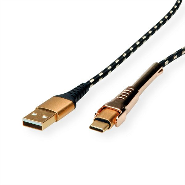 ROLINE GOLD USB 2.0 Sync- & Ladekabel, Typ A - C, ST/ST, mit Smartphone Stützfun, 11.02.8920