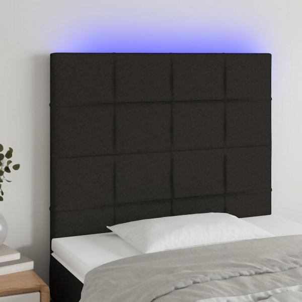 vidaXL LED Kopfteil Schwarz 90x5x118/128 cm Stoff, 3122408