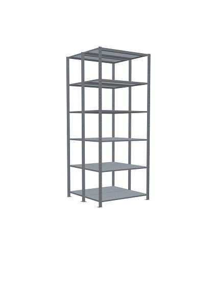 Schulte Grundregal, Steck-Doppelregal MULTIplus150, 2500 x 1000 x (2x500) mm, 2x6 Fachböden, Kreuzstrebe, verzinkt, 13751