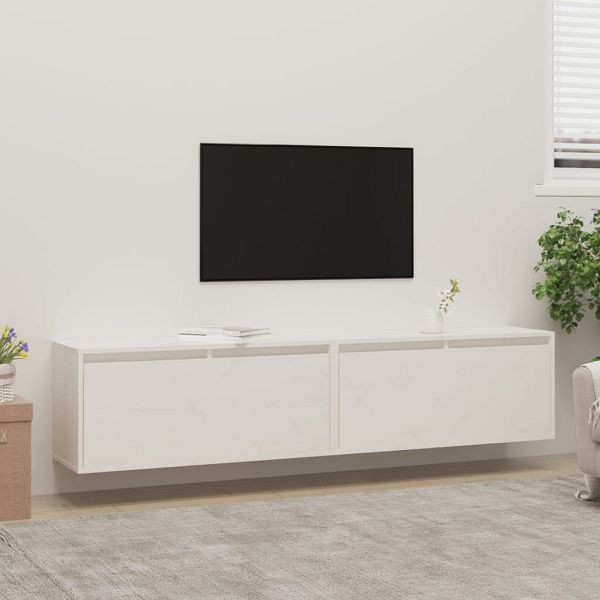 vidaXL Wandschränke 2 Stück Weiß 80x30x35 cm Massivholz Kiefer, 813458
