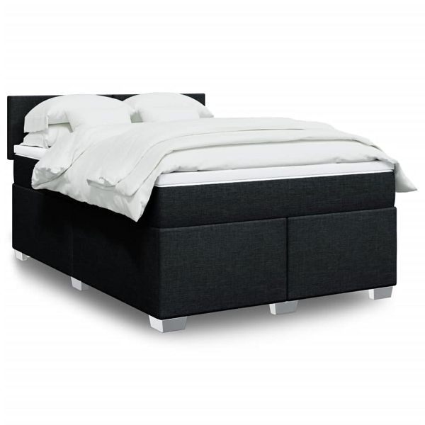 vidaXL Boxspringbett mit Matratze Schwarz 140x190 cm Stoff, 3285878