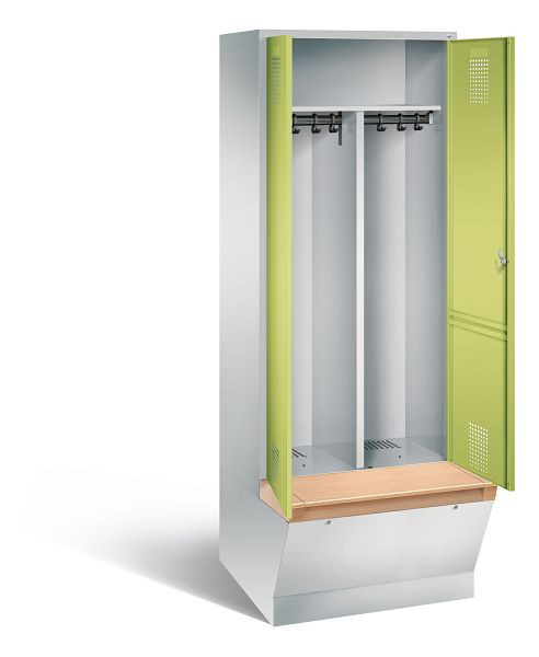 C+P Schwarz-Weiss-Spind Evolo, H2090xB810xT815mm, Farbe: Lichtgrau / Viridingrün, 48056-22 S10170