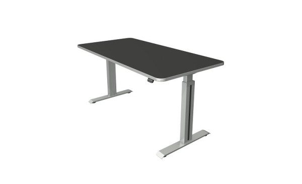 Kerkmann Steh-/Sitztisch B 1600 x T 800 mm, silber, elektrisch höhenverstellbar von 740 - 1230 mm, anthrazit/silber, 10176013