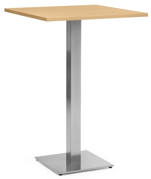 Deskin Cafeteria-/Stehtischsystem PARMA eckig, Gestell Edelstahl, Platte Holzdekor Buche, 287723