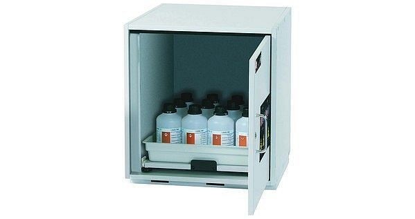 asecos Säuren- und Laugenunterbauschrank SL-CLASSIC-UB Modell SL.060.059.UB.TR in lichtgrau mit 1x Tablarauszug (FP-Platte/Polypropylen), 30623-892-30624