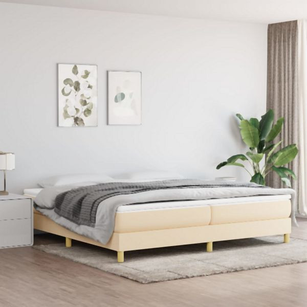 vidaXL Boxspringbett mit Matratze Creme 200x200 cm Stoff, 3144204