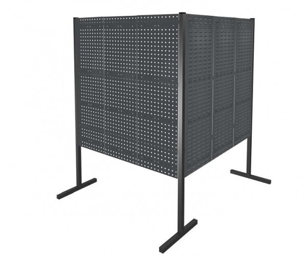Kappes RasterPlan Trennwand Doppelfeld 90°, 1500 / 1500 mm, H1500 mm, RAL 7016, Mit 4 RasterPlan Lochplatten, 2 RasterPlan Schlitzplatten, 7228.00.2208