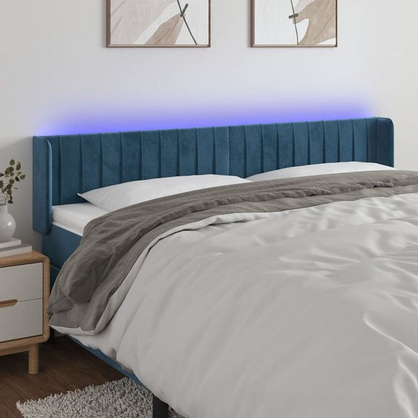 vidaXL LED Kopfteil Dunkelblau 163x16x78/88 cm Samt, 3123532