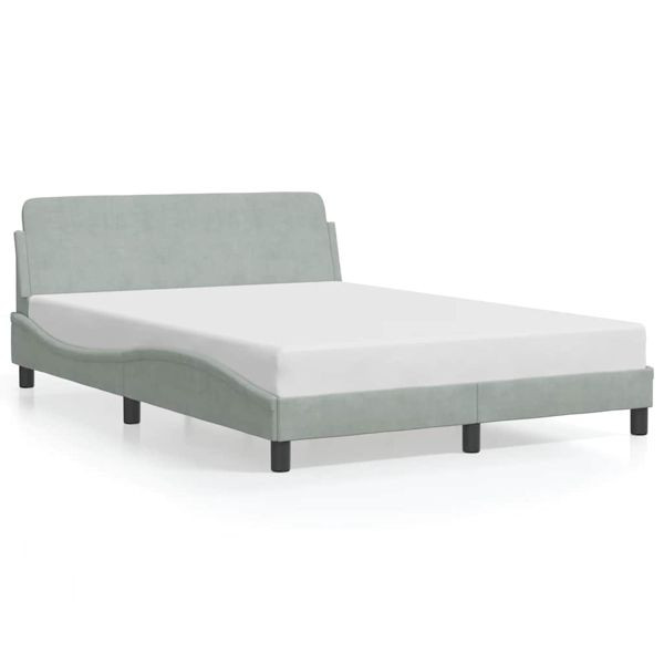 vidaXL Bettgestell Dover Hellgrau 135x190 cm Samt, 373328
