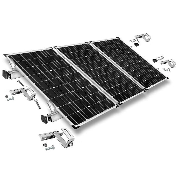 Offgridtec Befestigungskit mit Dachhaken 3-fach verstellbar (für Dachziegel) für Schrägdachmontage 3 Solarpanels Rahmenhöhe 40mm, 8-01-013775-015