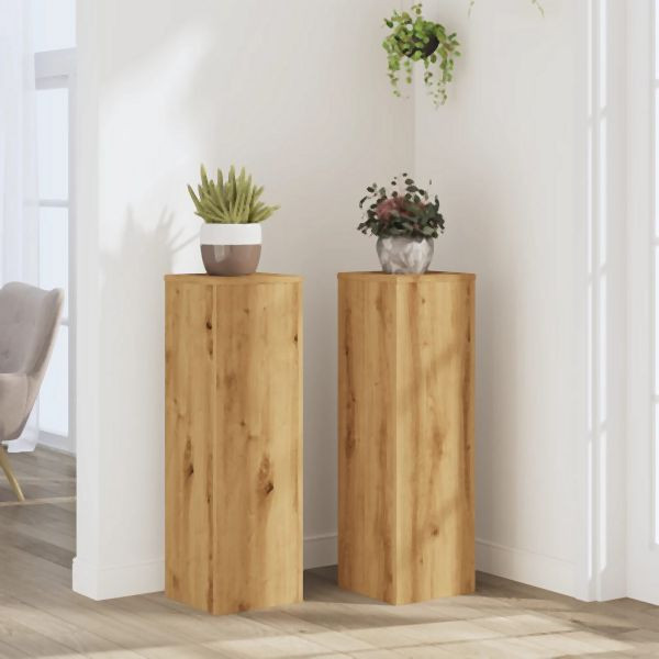 vidaXL Pflanzenständer 2 Stück Artisan-Eiche 25x25x80 cm Holzwerkstoff, 852950