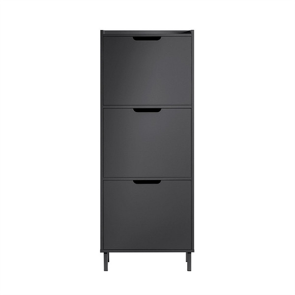 SoBuy Schuhschrank mit 4 Türen 50x47x129 cm, Modern, schwarz, FSR151-H-SCH
