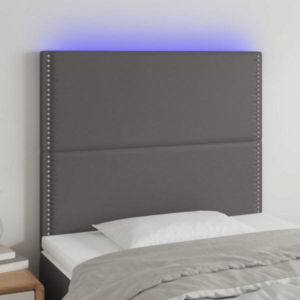 vidaXL LED Kopfteil Grau 100x5x118/128 cm Kunstleder, 3122372