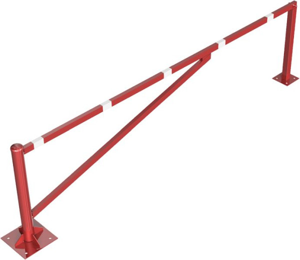 Schake Drehschranke 3,50m, für Vorhangschloss, Drehpfosten: Ø 102mm, Schrankenarm: 60x40mm, inkl. 2 Auflagepfosten, zum Aufdübeln, 413_350VBP