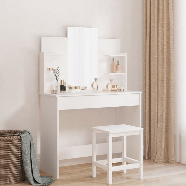 vidaXL Schminktisch mit Spiegel Weiß 96x39x142 cm, 837574