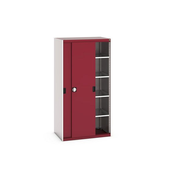 bott cubio Schiebetürenschrank bestückt, mit 4 Fachböden, BxTxH: 1050x650x2000mm, Purpurrot, 40021141.24V