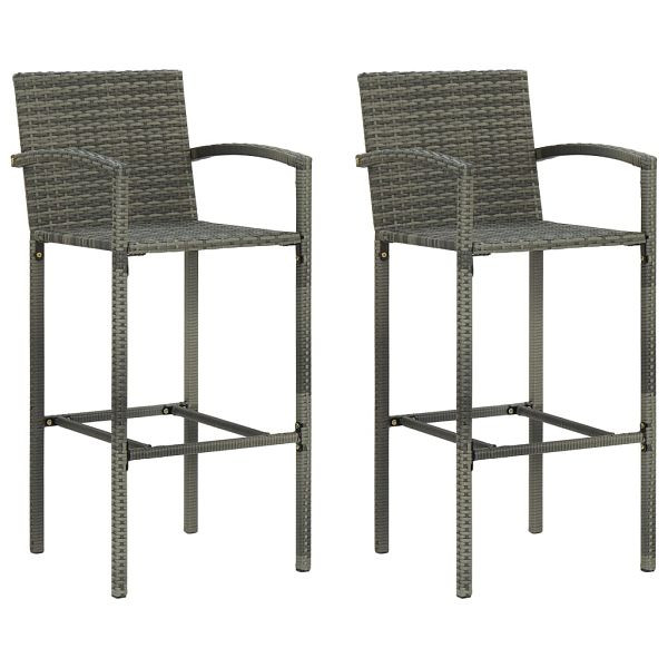 vidaXL Barhocker 2 Stück Grau Poly Rattan, 313453