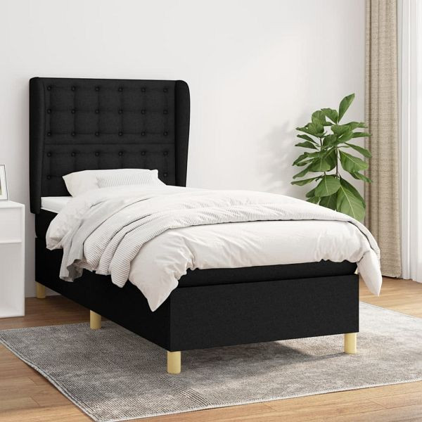vidaXL Boxspringbett mit Matratze Schwarz 80x200 cm Stoff, 3128799