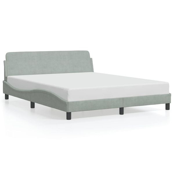 vidaXL Bettgestell mit Kopfteil Hellgrau 160x200 cm Samt, 373212