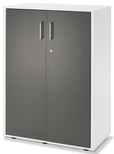 Deskin Flügeltürenschrank EVO, Korpus Dekor weiß, Türen Dekor anthrazit, B 800 x H 1098 x T 420 mm, 271038