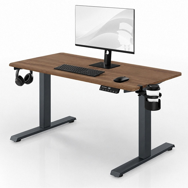 Jan Nowak Elektrischer Schreibtisch mit Höhenverstellung ergonomisch anthrazit/Walnuss, 1200x600 mm, ARIA 1200, 2749