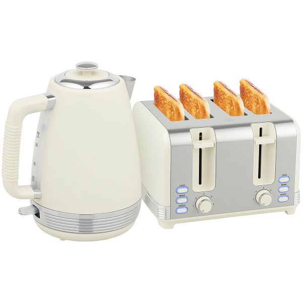 HOMCOM Wasserkocher- und Toaster-Set, 1,7 L, 2200W, Strix Thermostat, Filter, 4-Schlitz-Toaster, 7 Bräunungsstufen, Krümelfach, 800-267V90CW