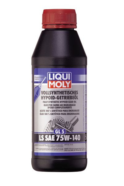 LIQUI MOLY Vollsynthetisches Hypoid-Getriebeöl (GL5) LS SAE 75W-140, Dose Kunststoff, VE: 0,5 Liter, 4420