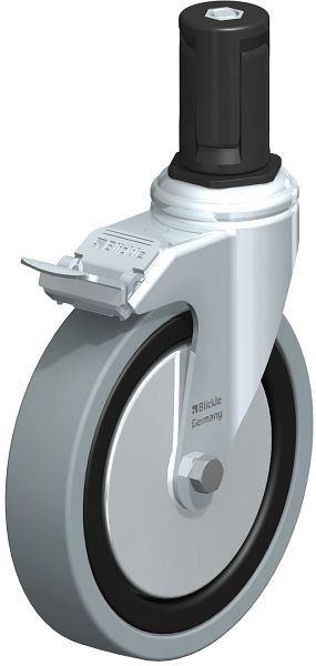 Blickle LKRA-VPA 150G-11-FI-FA-ER15 Apparate-Lenkrolle mit Expander & Feststeller, Vollgummi, Grau, 848422