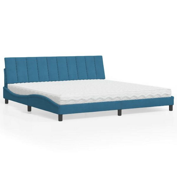 vidaXL Bett mit Matratze Blau 200x200 cm Samt, elegant, 3208620
