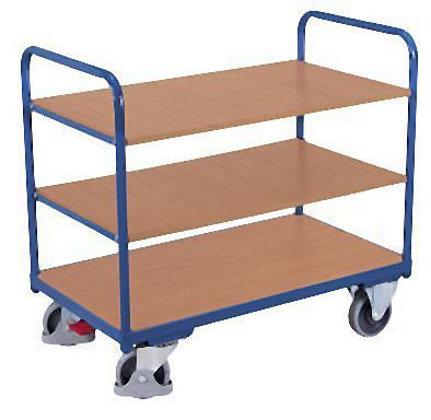 VARIOfit Etagenwagen niedrig, Außenmaße: 1.060 x 600 x 990 mm, RAL 5010 enzianblau, Ladehöhe: 255 / 535 / 810 mm, sw-600.206