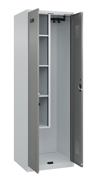 C+P Putzmittel-Spind Evolo PLUS, 2 Abteile, 1850x600x500mm, 7035/0004, Zylinderschloss, 049100-00 S10041