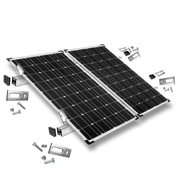 Offgridtec Befestigungskit mit Stockschrauben für Schrägdachmontage 2 Solarpanele Rahmenhöhe 30mm, 8-01-013765-003